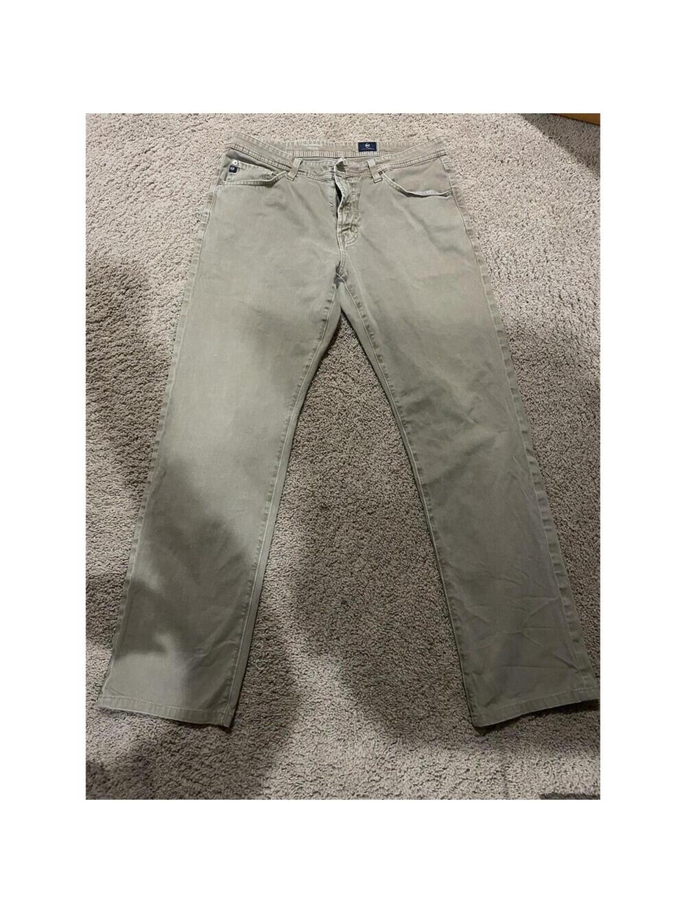Men's AG ADRIANO GOLDSCHMEID jeans beige 34L 34W denim pants tailored leg